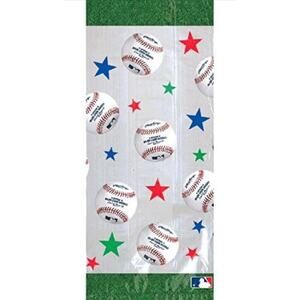 Major League Baseball Cello Party Bags & Green Twist Ties - 11.5"H x 5" - 20 Pk